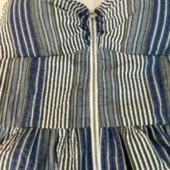 Mind Code Zip Front Blue Striped Bustier Top Women's Sz Medium - Picture 4 of 9
